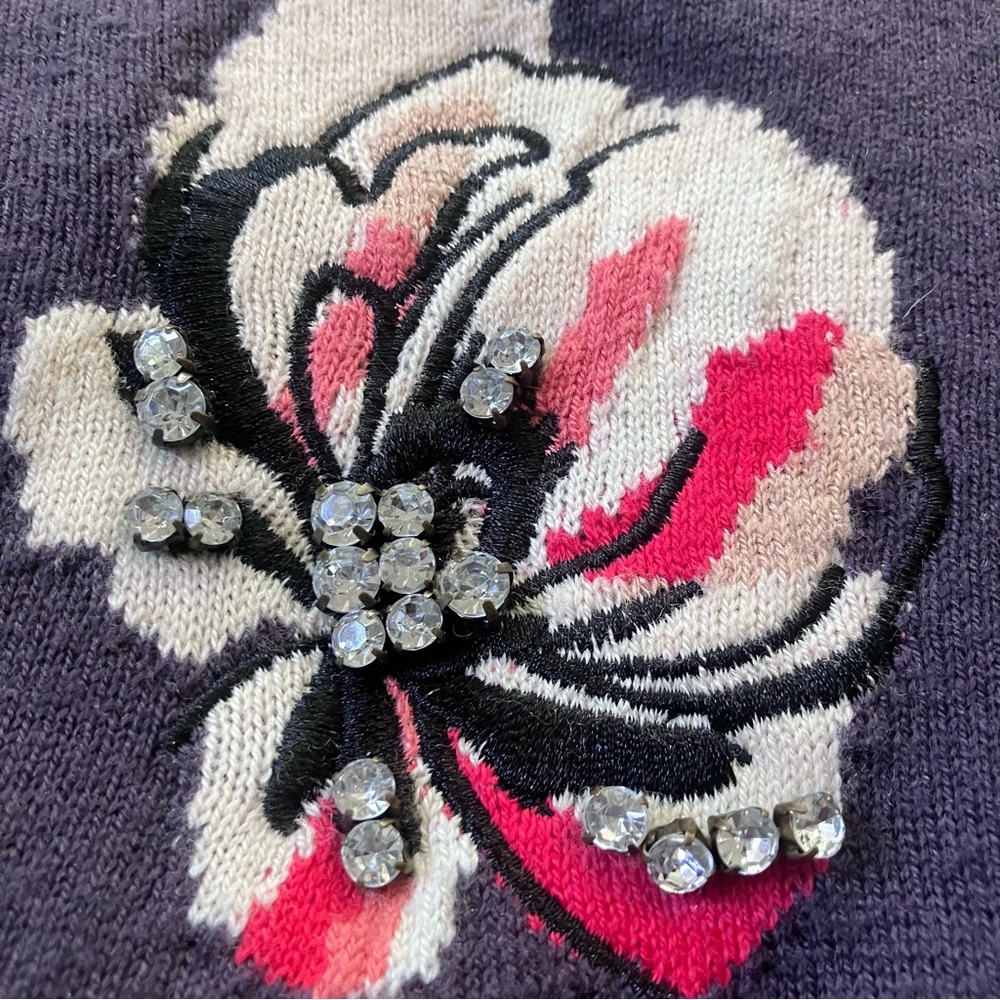 Ann Taylor - Medium Petite-Purple Sweater with Floral Accent - Picture 10 of 10